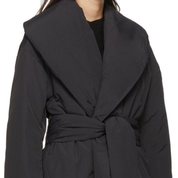 Toteme Belted Down Robe Coat Black (size 32) - Picture 6 of 8
